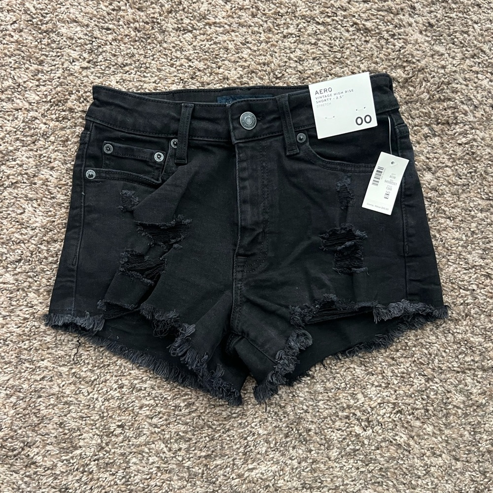 Aero Vintage High Rise Black Shorts